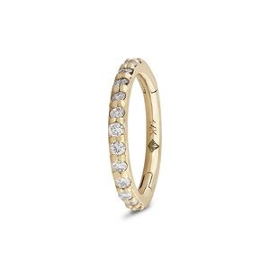 14k yellow gold and diamond 6mm clicker huggie